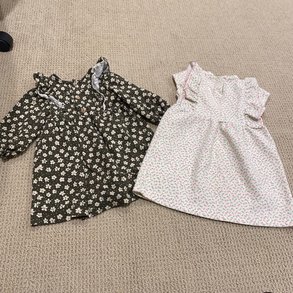 Zara Green and White Floral Dress